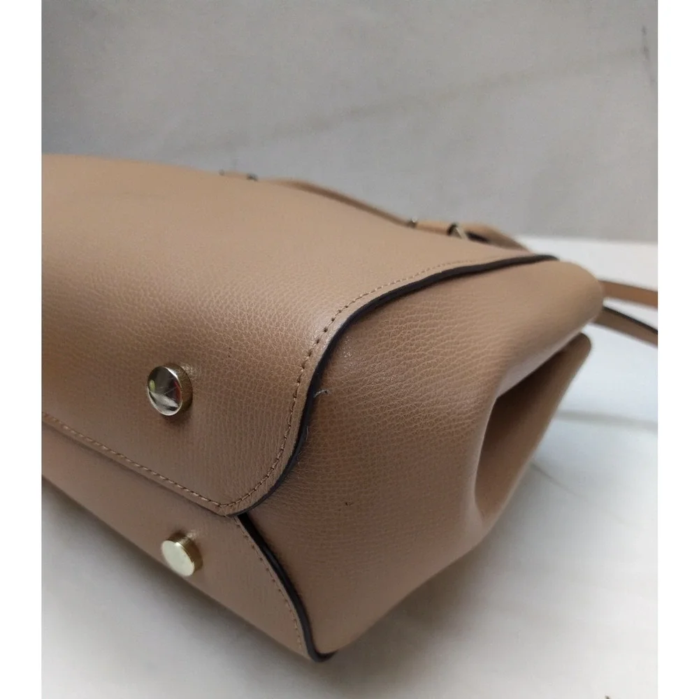 Kate Spade New York Brown Tan Leather Carryall Double Handles Satchel Bag